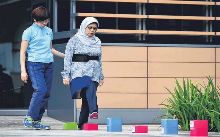 who had a fall three years ago. Madam Juriah says therapy exercises have helped her to be more confident on public transport and she has not fallen since.