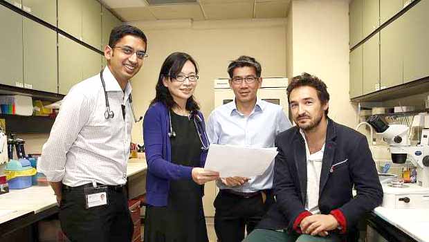  (From left) Dr Saumya Jamuar and Dr Angeline Lai from KK Women's and Children's Hospital; Associate Professor Roger Foo from A*Star's Genome Institute of Singapore; and Dr Bruno Reversade from A*Star's Institute of Medical Biology.   So far, A*Star has sequenced samples from 159 families at KKH since 2013 and found gene mutation in about one in three cases. The test is also available through the National University Hospital.   ST PHOTO CHEW SENG KIM
