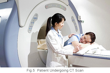 Ovarian cancer diagnosis - patient underfoing CT scan at KKH